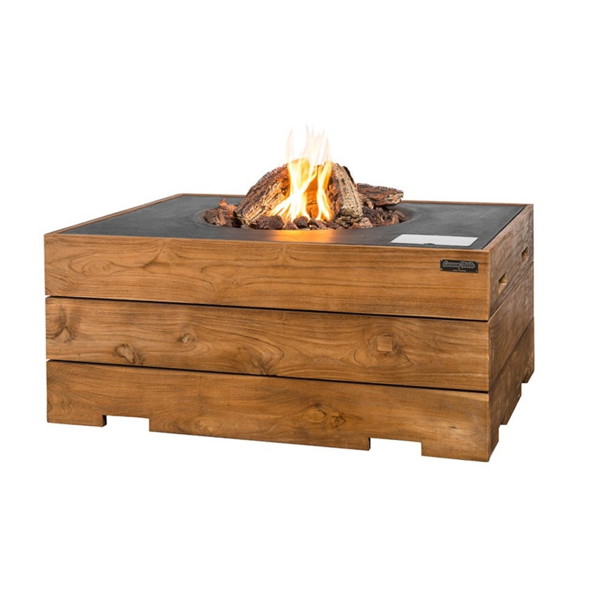 Happy Cocooning Terrace Fireplace Rectangle Teak Anthracite